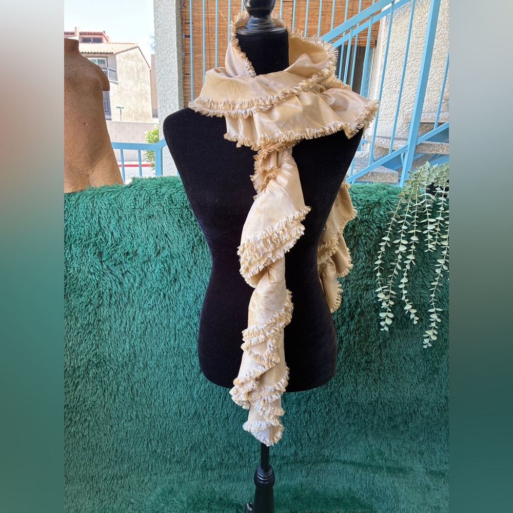 NWT Fornash Gold Ruffled Boa Scarf